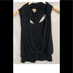 Ella Moss Black Back Knot Layered Halter Tank Top